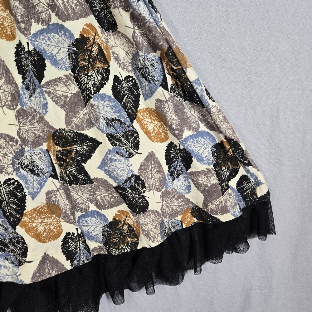 Effie's Heart Women's Fit & Flare Retro Dress Fall Leaf Print Pockets Size L - Picture 7 of 13